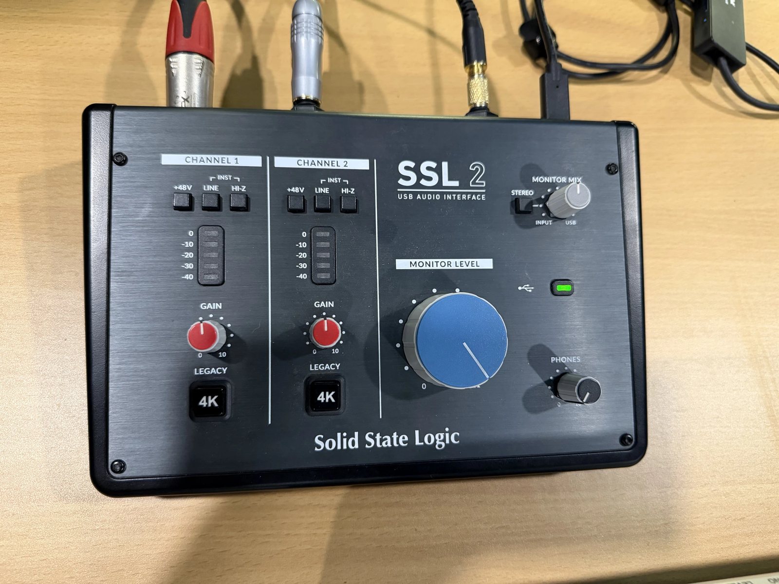 SSL 2 USB audio interface patched and ready to track